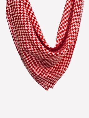 NWT SILKLETTE Houndstooth 100% Fine Silk Kerchief Scarf RED + WHITE